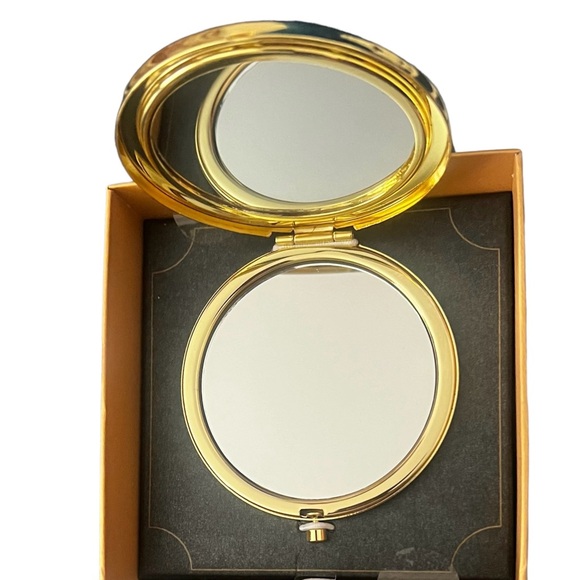Beautiful Monet Jeweled Tree Gold Tone Compact Dual Mirror. NEW. - Picture 2 of 4